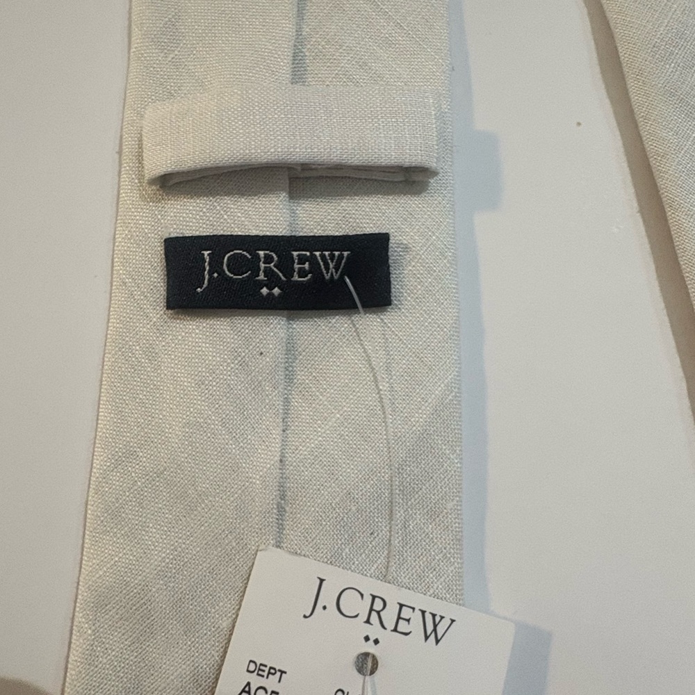 Preppy J. Crew Ivory Tan Printed Neck Tie NWT Business Casual - Picture 5 of 6